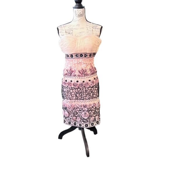 NWT Sue Wong Beaded Ribbon Embroidered Evening Formal‎ Dress Size 4 $428 PINK - Picture 1 of 16